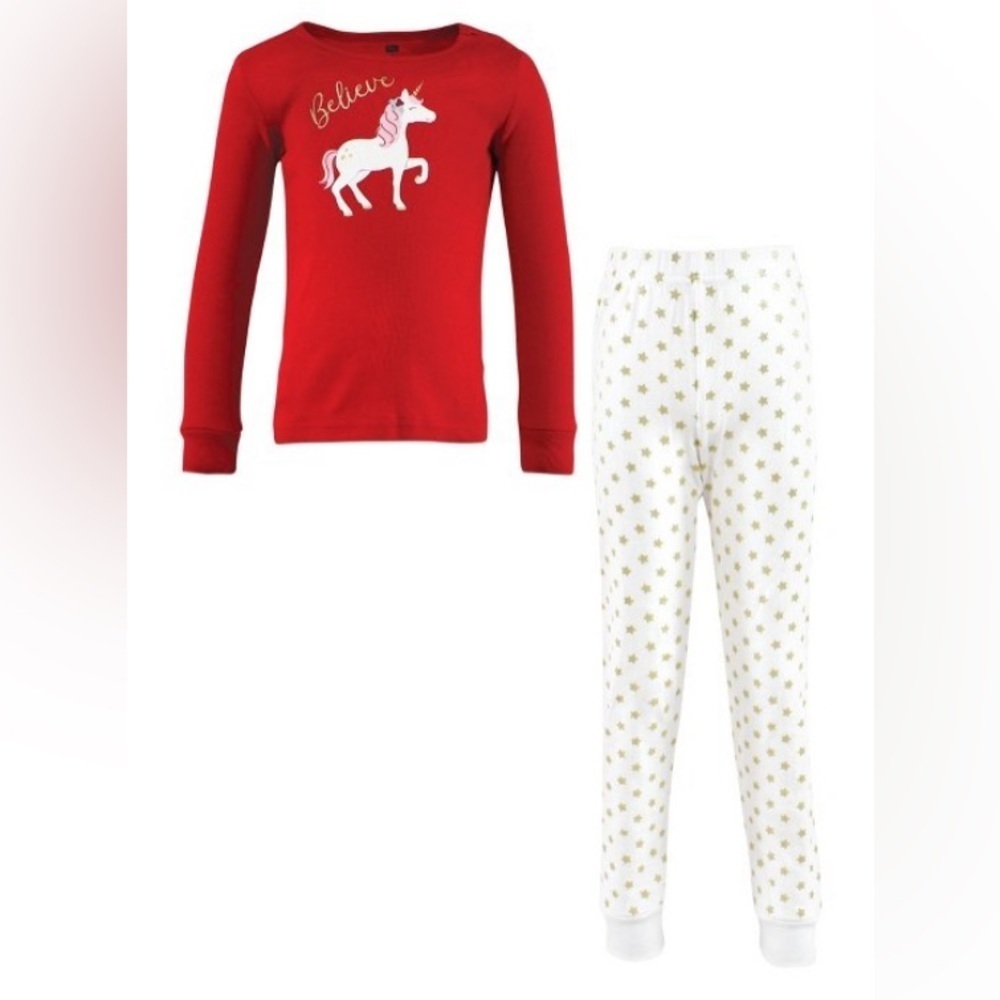 Hudson Baby - NEW - Child/Girl Cotton Pajama Set, Christmas Unicorn, 6 Years